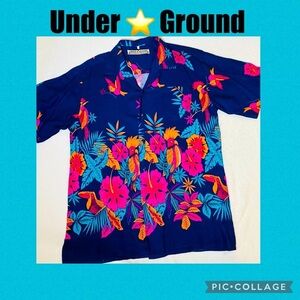 Under Ground Button Down Tropical Bird Shirt XL